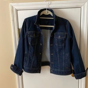 Talbots denim jacket. Size Large, Dark blue Sandy wash.